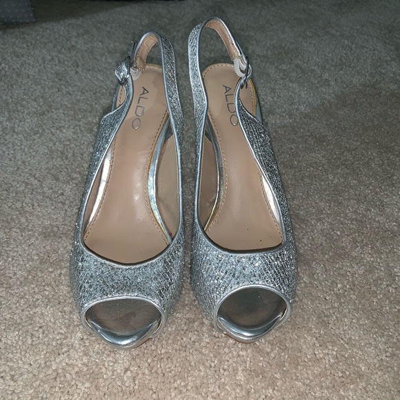 Aldo Shoes - ALDO Silver Slingback Heel (Size 8.5)